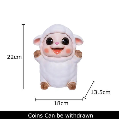 White ceramic sheep savings jar piggy bank family bedroom decor