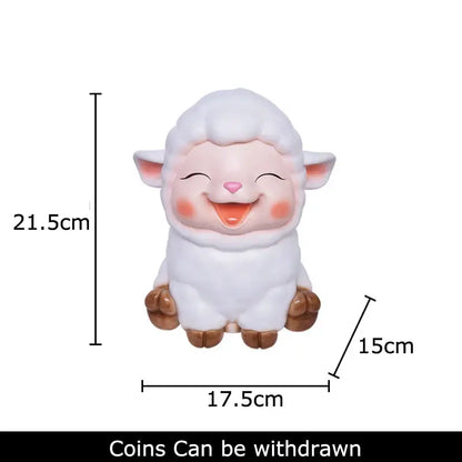 White ceramic sheep savings jar piggy bank family bedroom decor