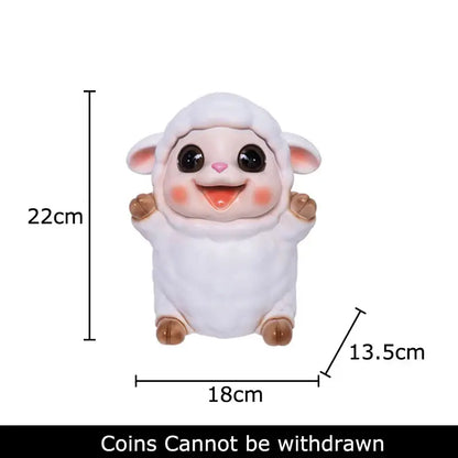 White ceramic sheep savings jar piggy bank family bedroom decor