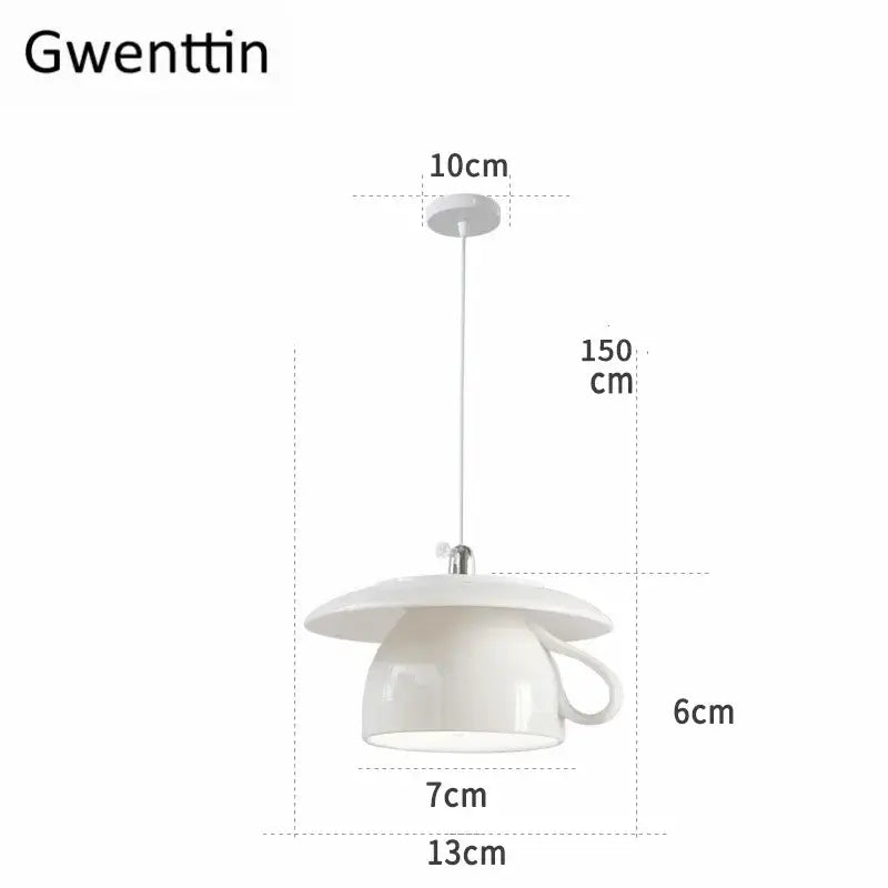 White ceramic teapot led pendant lights kitchen warm glow interior