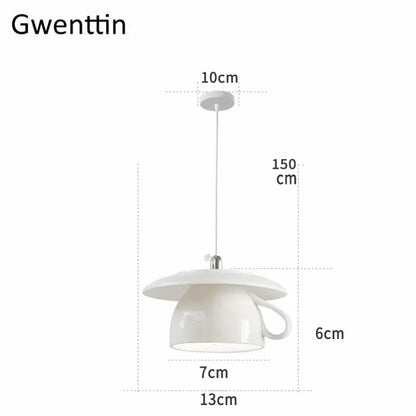 White ceramic teapot led pendant lights kitchen warm glow interior