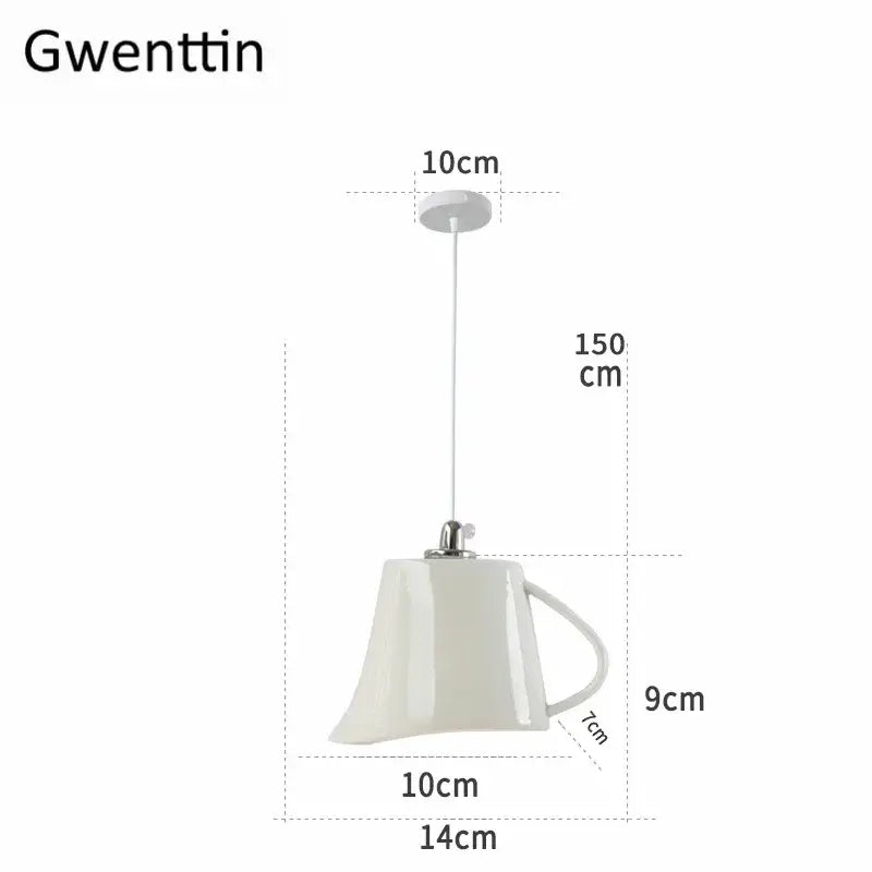 White ceramic teapot led pendant lights kitchen warm glow interior