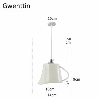 White ceramic teapot led pendant lights kitchen warm glow interior