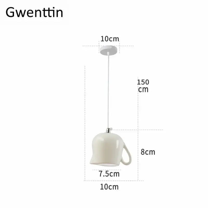 White ceramic teapot led pendant lights kitchen warm glow interior