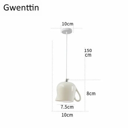 White ceramic teapot led pendant lights kitchen warm glow interior