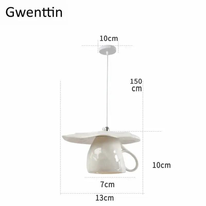 White ceramic teapot led pendant lights kitchen warm glow interior