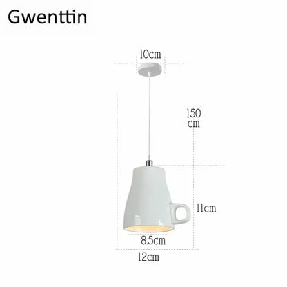White ceramic teapot led pendant lights kitchen warm glow interior
