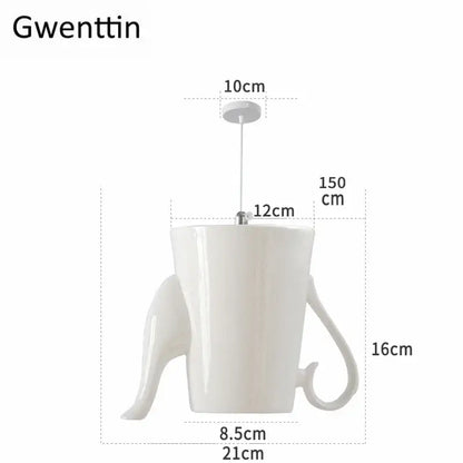 White ceramic teapot led pendant lights kitchen warm glow interior