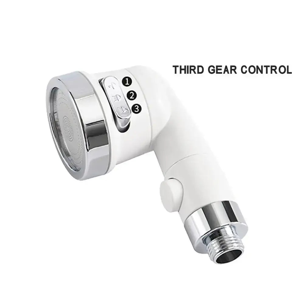 White & chrome handheld shower nozzle with hose for bathroom