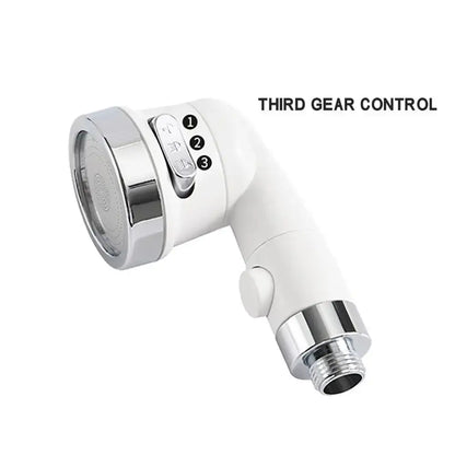 White & chrome handheld shower nozzle with hose for bathroom