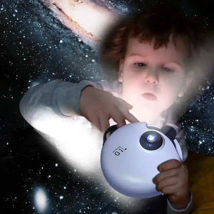 White circular galaxy starry projector bedroom night light