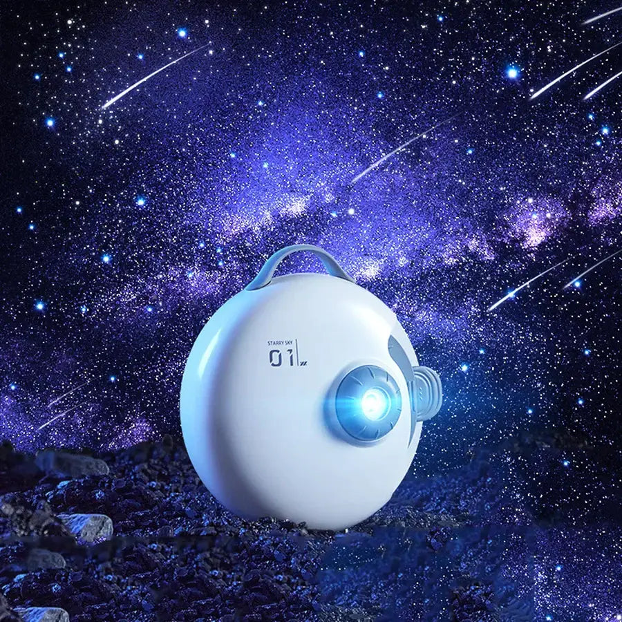 White circular galaxy starry projector bedroom night light