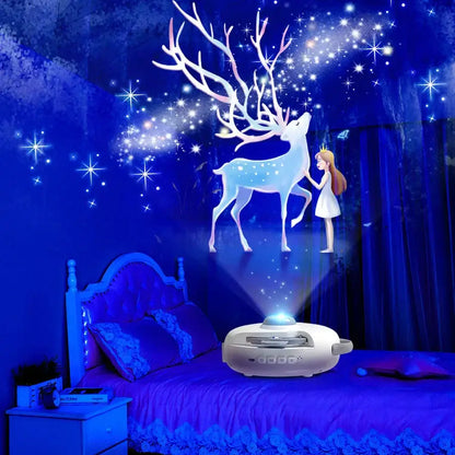 White circular galaxy starry projector bedroom night light