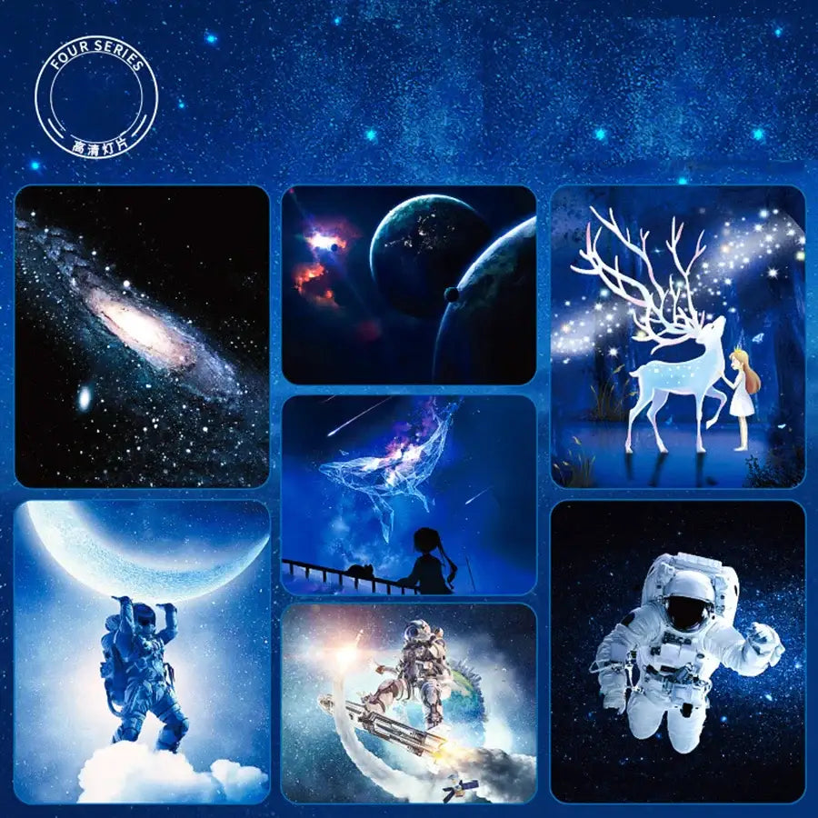 White circular galaxy starry projector bedroom night light
