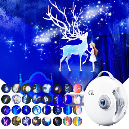 White circular galaxy starry projector bedroom night light