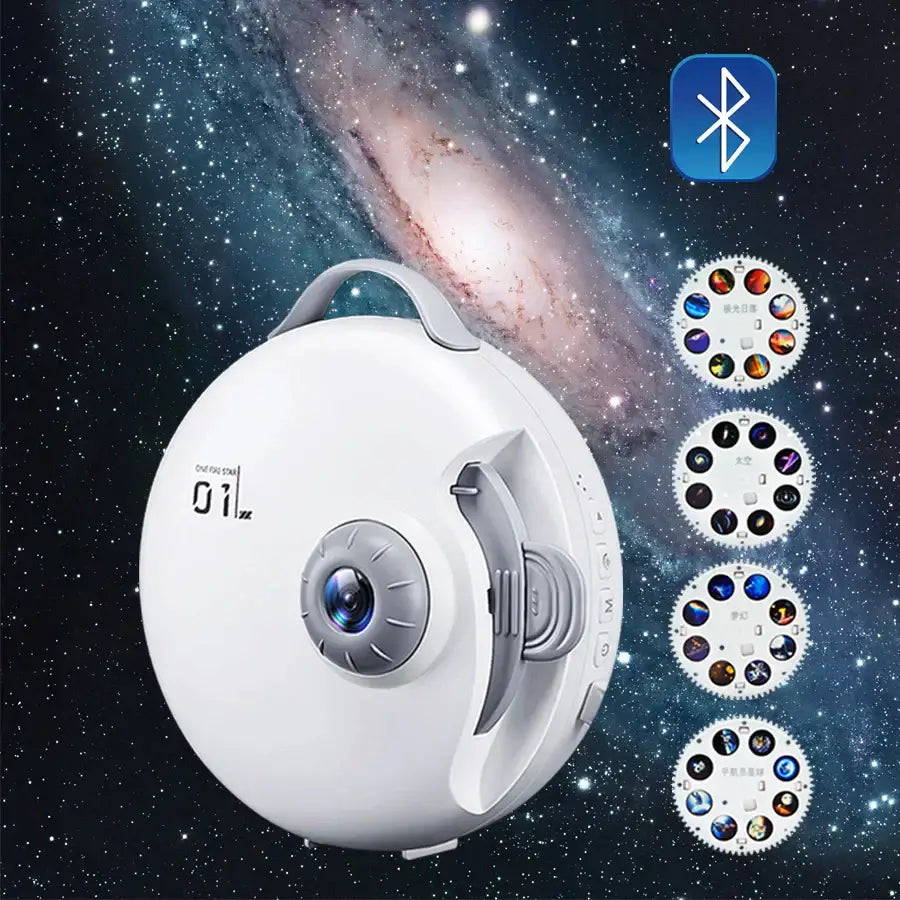 White circular galaxy starry projector bedroom night light