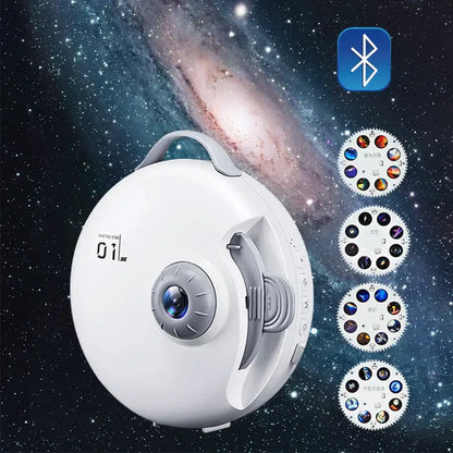 White circular galaxy starry projector bedroom night light