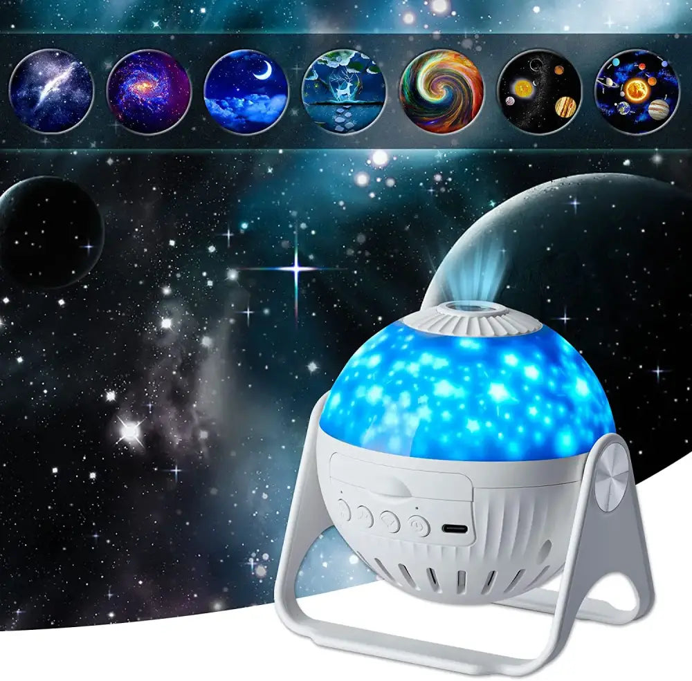 White circular galaxy star projector night light bedroom decor