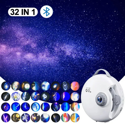 White circular galaxy star projector night light bedroom decor