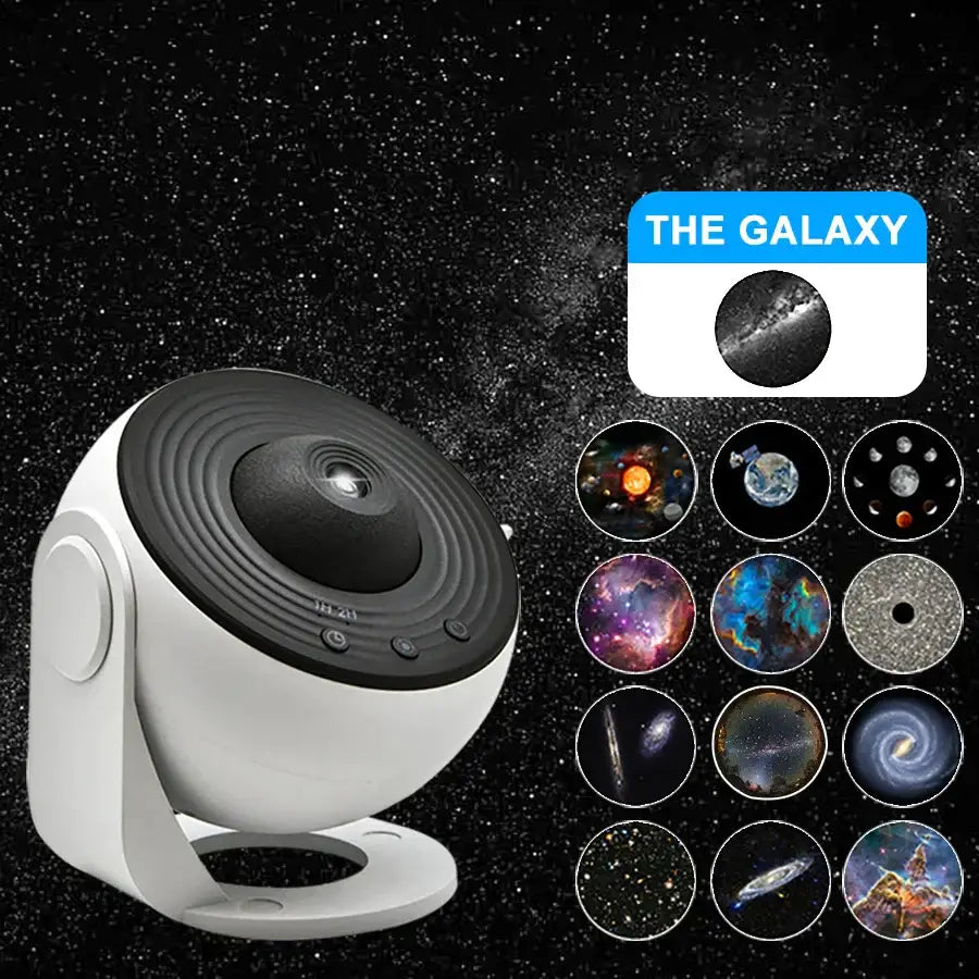 White circular galaxy star projector night light bedroom decor