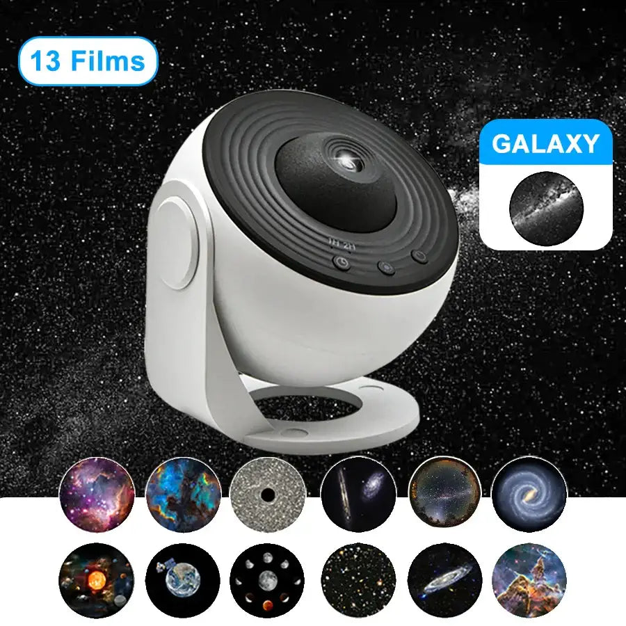 White circular galaxy star projector night light bedroom decor