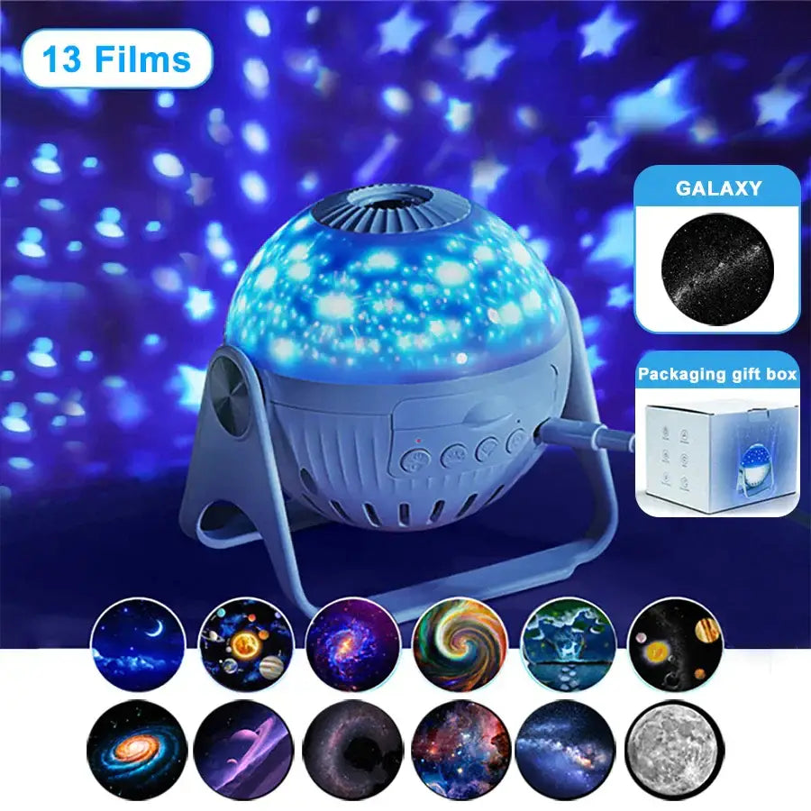 White circular galaxy star projector night light bedroom decor