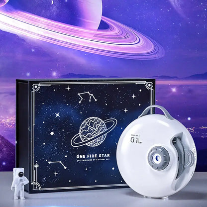 White circular galaxy star projector night light bedroom decor