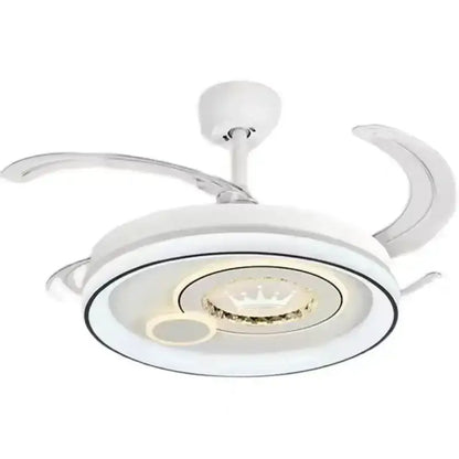 White circular remote control ceiling fan dimmable smart bedroom