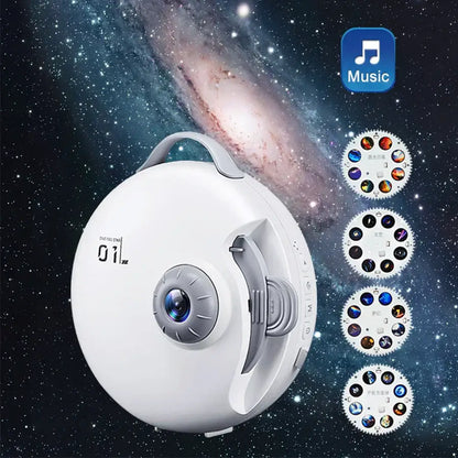 White circular starry night light projector bedroom deer decor