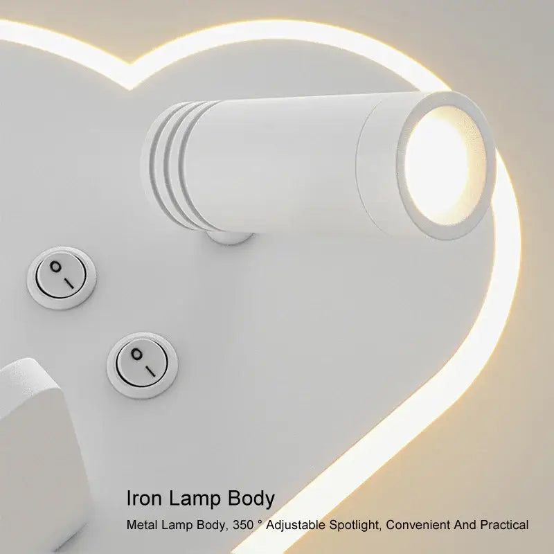 White cloud led bed lamp with wireless phone charging bedroom light