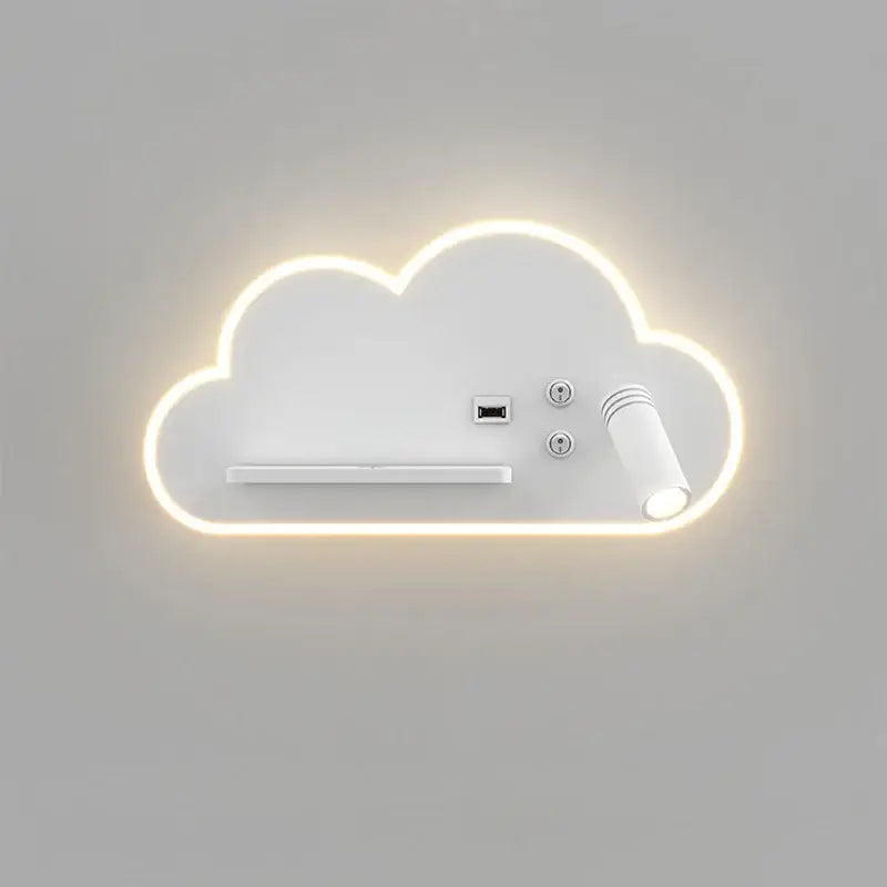White cloud led bed lamp with wireless phone charging bedroom light