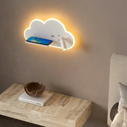White cloud led bed lamp with wireless phone charging bedroom light