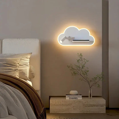 White cloud led bed lamp with wireless phone charging bedroom light