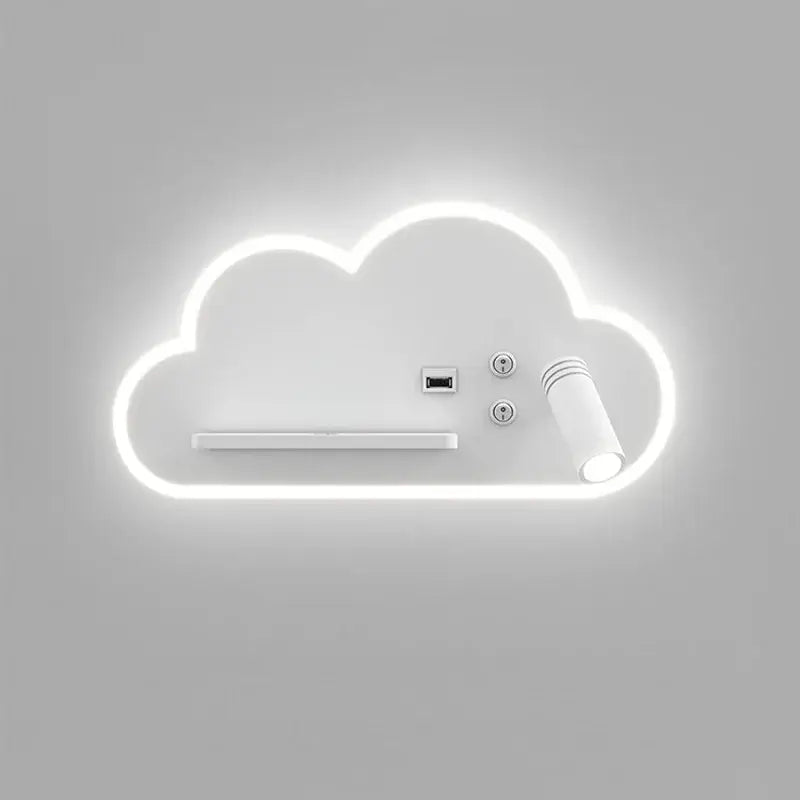 White cloud led bed lamp with wireless phone charging bedroom light