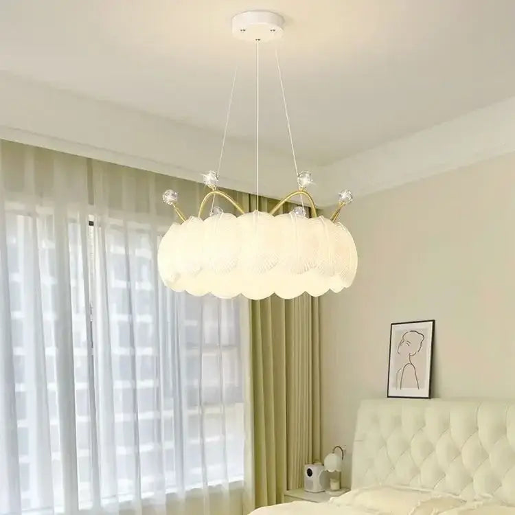 White cloud led crown small chandelier gold & white bedroom light