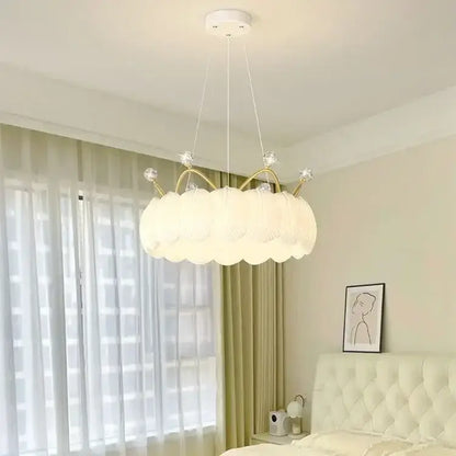 White cloud led crown small chandelier gold & white bedroom light