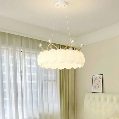 White cloud led crown small chandelier gold & white bedroom light