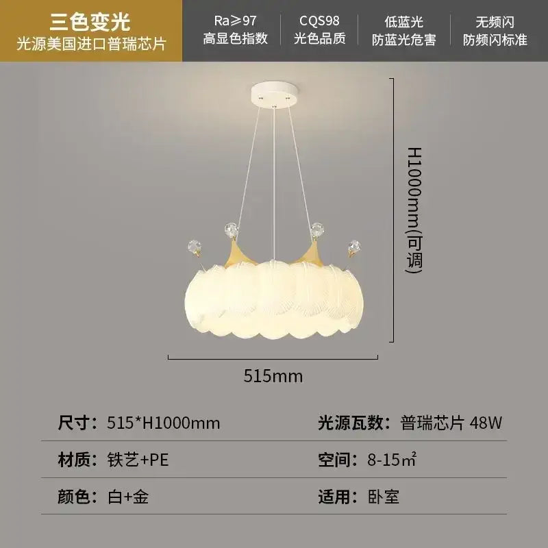 White cloud led crown small chandelier gold & white bedroom light
