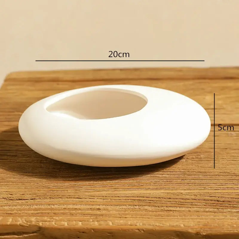 White cobblestone deformation ceramic vase for living room decor