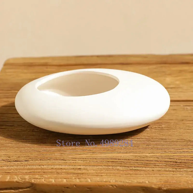 White cobblestone deformation ceramic vase for living room decor