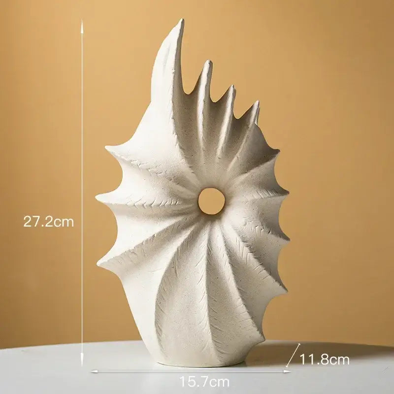 White conch shape ceramic vase for living room artificial flower arrangements