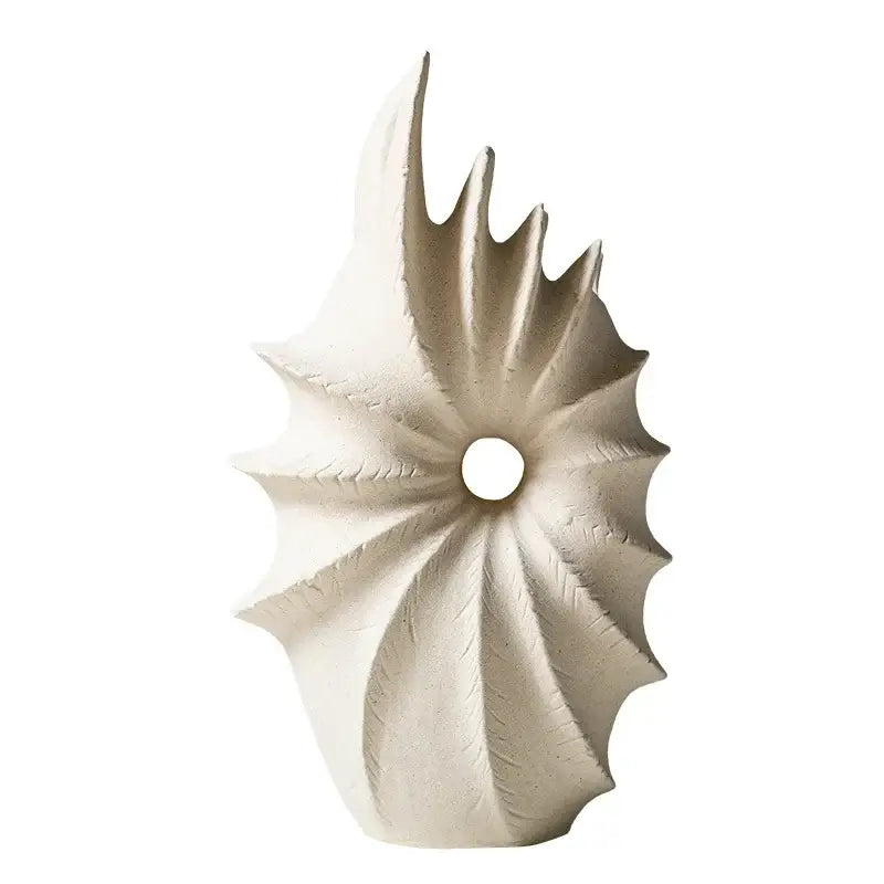 White conch shape ceramic vase for living room artificial flower arrangements