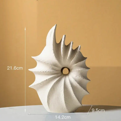 White conch shape ceramic vase for living room artificial flower arrangements