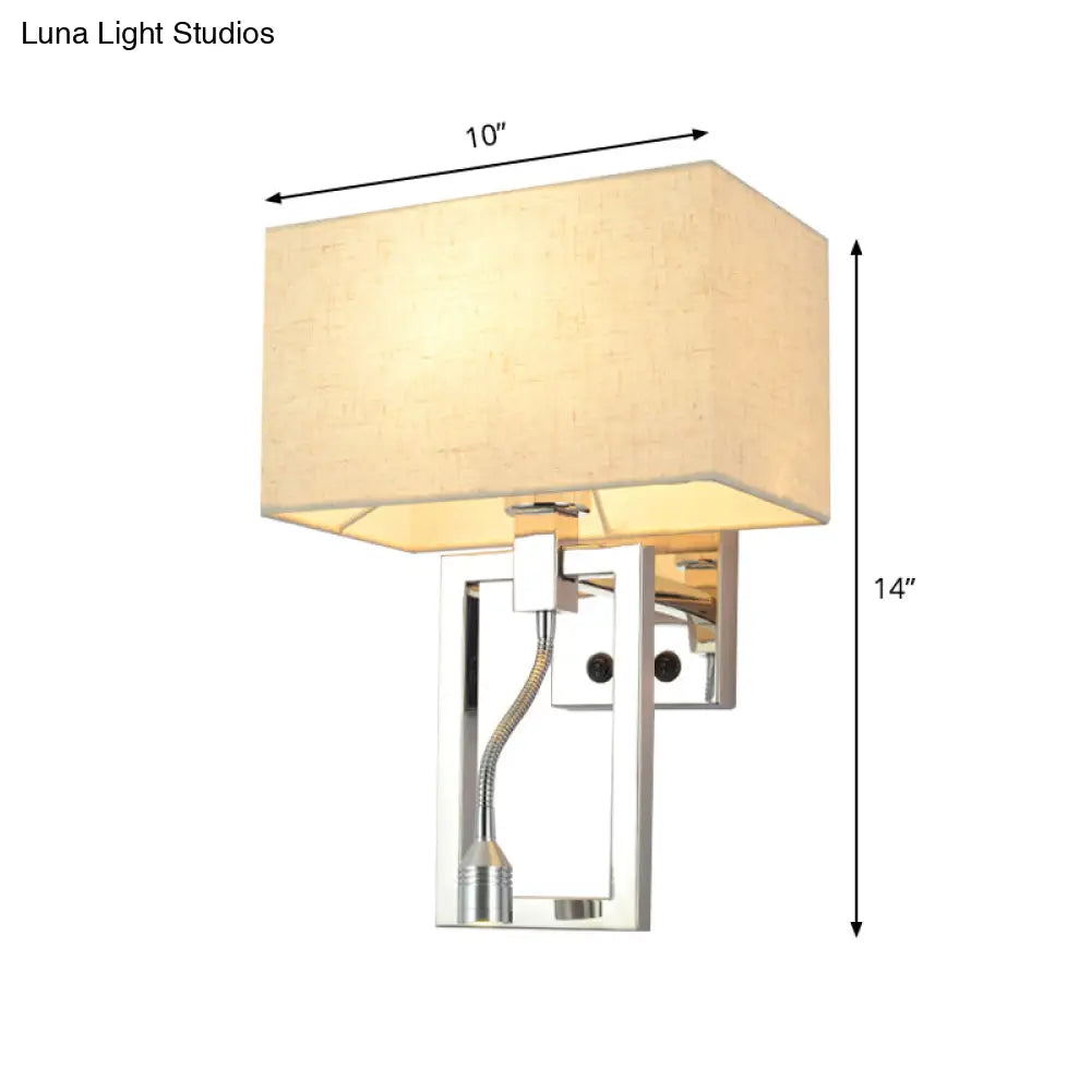 DecorBites™ White Contemporary Rectangular Wall Mount Light Sconce with Spotlight