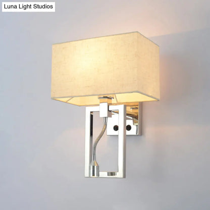 DecorBites™ White Contemporary Rectangular Wall Mount Light Sconce with Spotlight