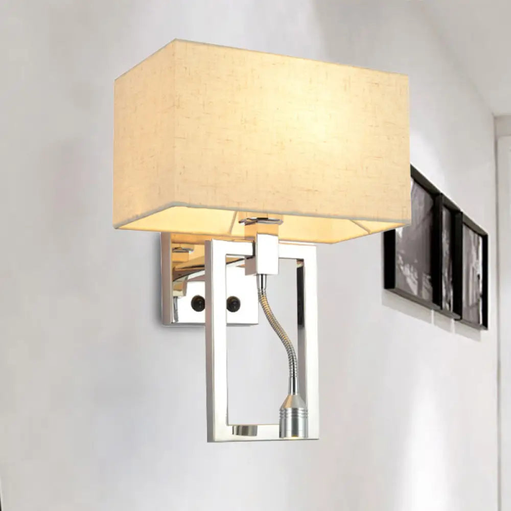 DecorBites™ White Contemporary Rectangular Wall Mount Light Sconce with Spotlight