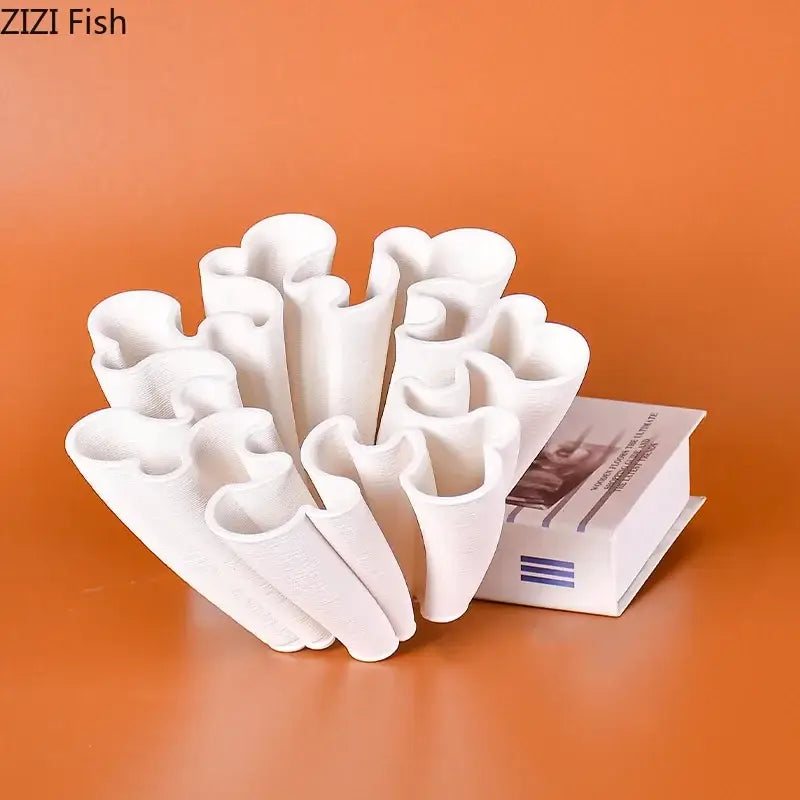 White coral ceramic vase plant pots living room floral decor