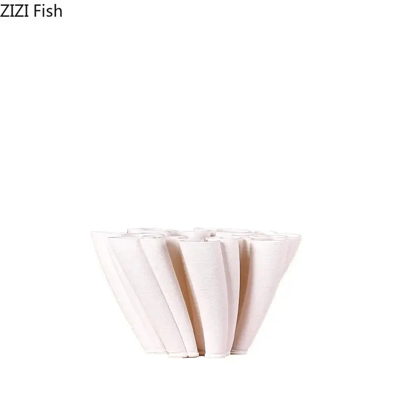 White coral ceramic vase plant pots living room floral decor