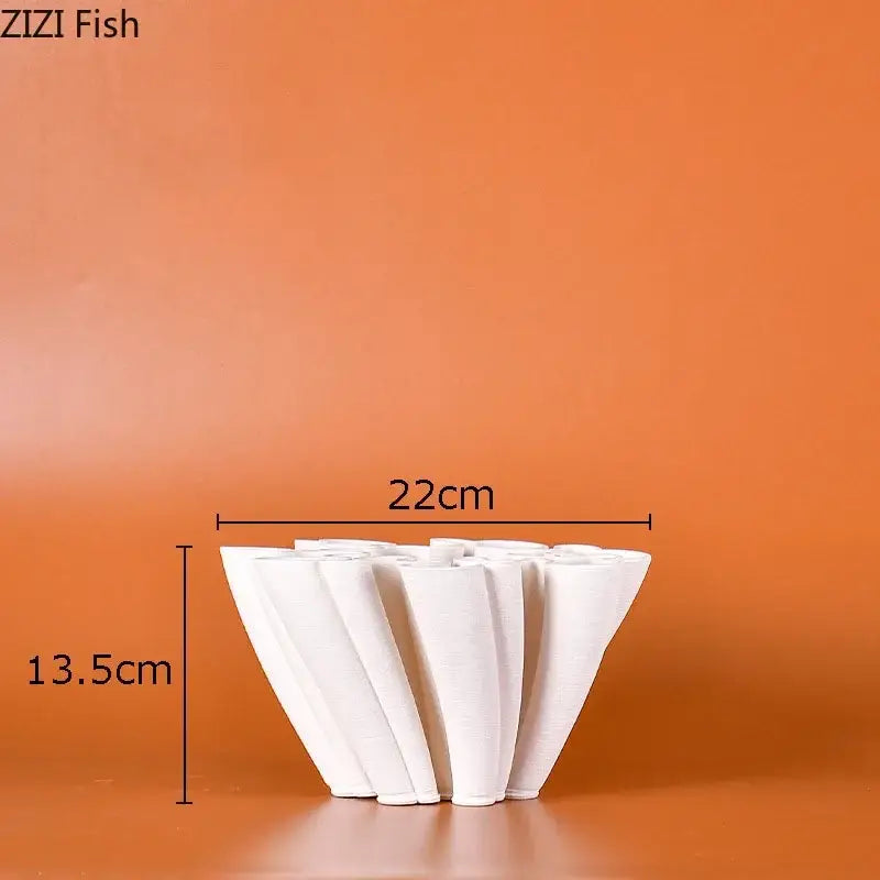 White coral ceramic vase plant pots living room floral decor