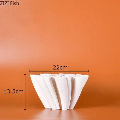 White coral ceramic vase plant pots living room floral decor